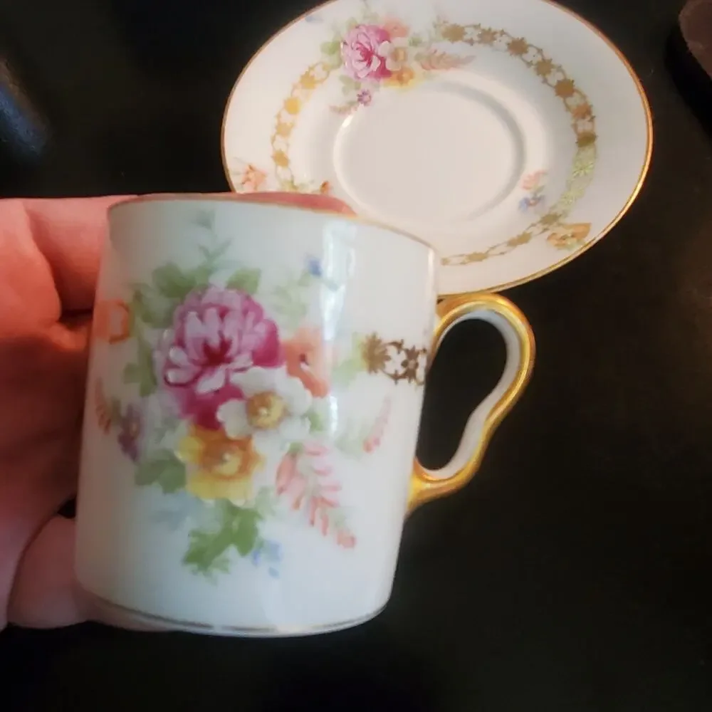 Vintage Charles Ahrenfeldt Limoges small tea cup and saucer in Great condition